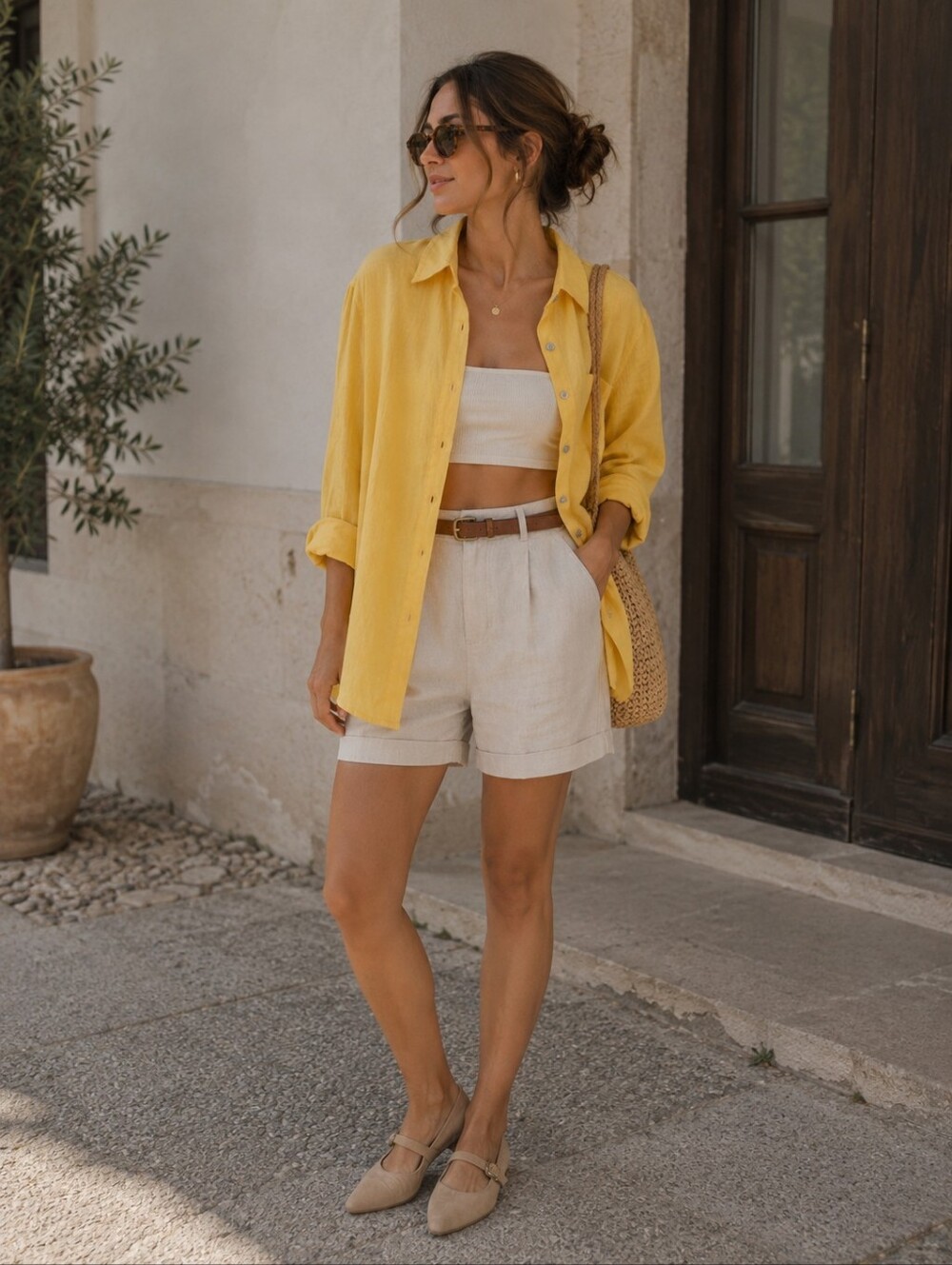 New Condition .Chico's Yellow Linen Shirt - Picture 2 of 8